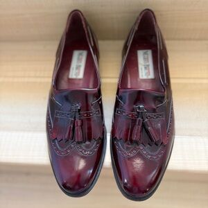 Mario Bruni Italy Men's 10 M Burgundy Leather Tassel Wingtip Kiltie Loafers GUC